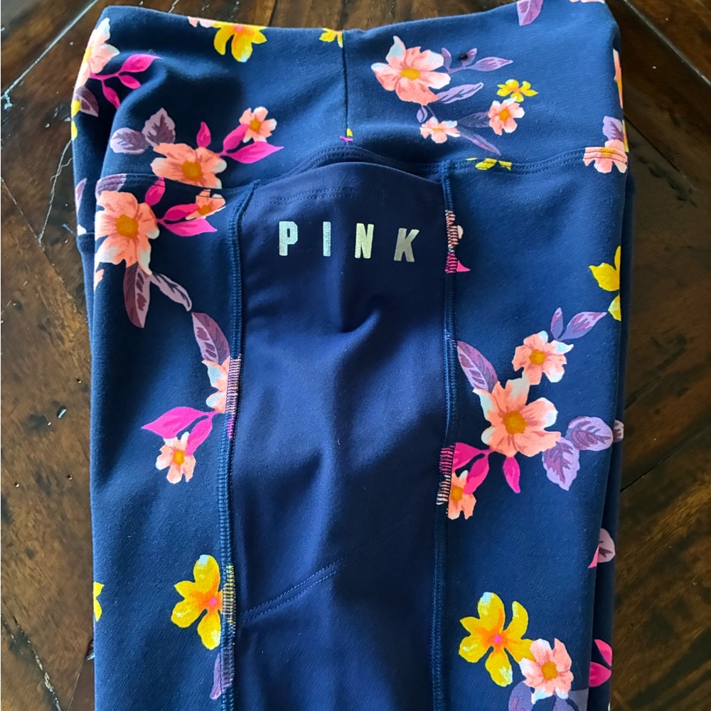 Victoria's Secret Pink Leggings - Navy with Pink and Yellow Floral